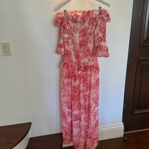 Red toile long dress